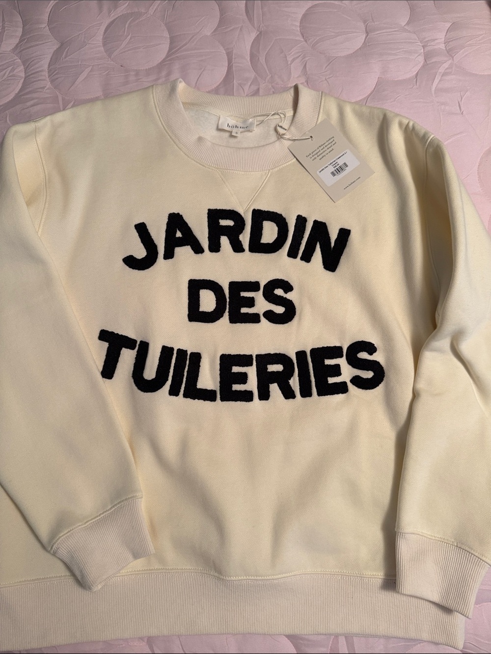 bohme Cream Crewneck Sweatshirt with Black Chenille Lettering